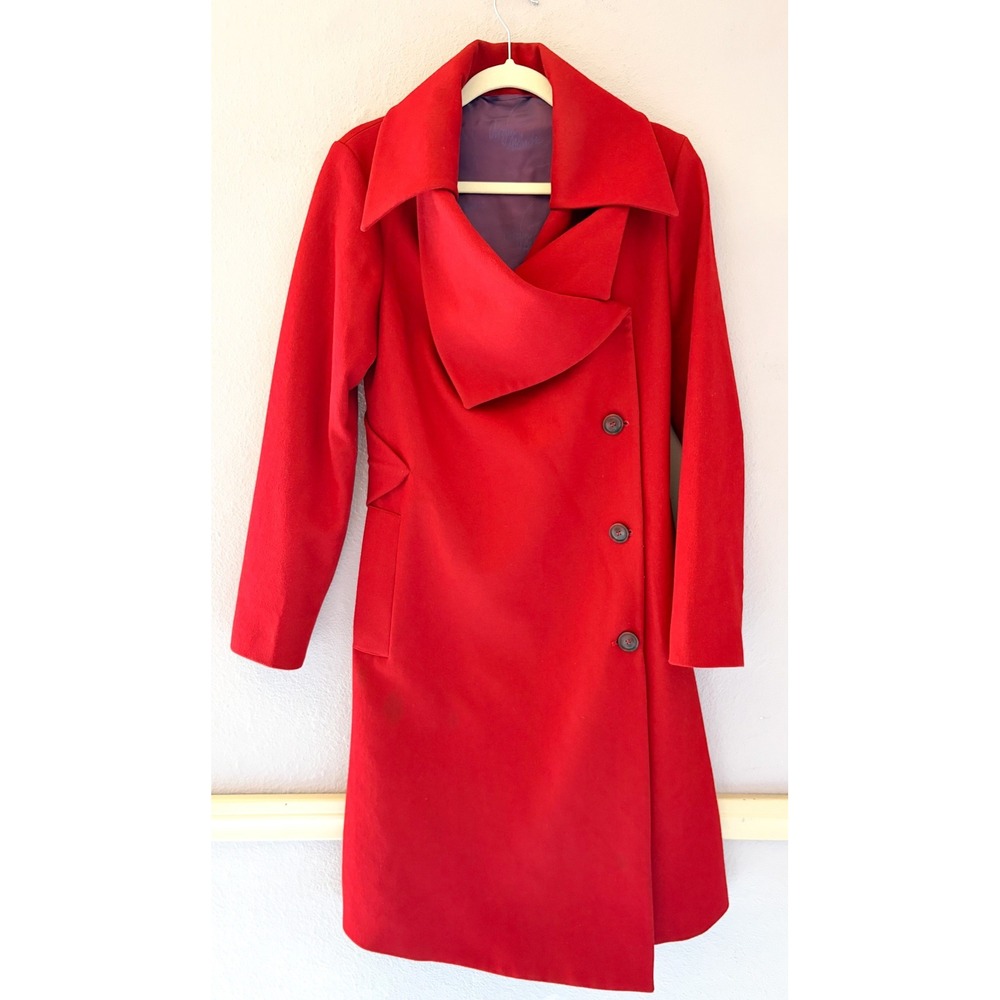 Vivienne Westwood For Virgin Atlantic Red Wool‎ Cashmere Coat Cabin Crew Size 8R
